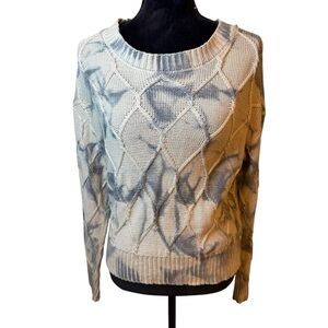 Storia | Cream and Gray Tie Dye Diamond Knit Sweater | Sz S